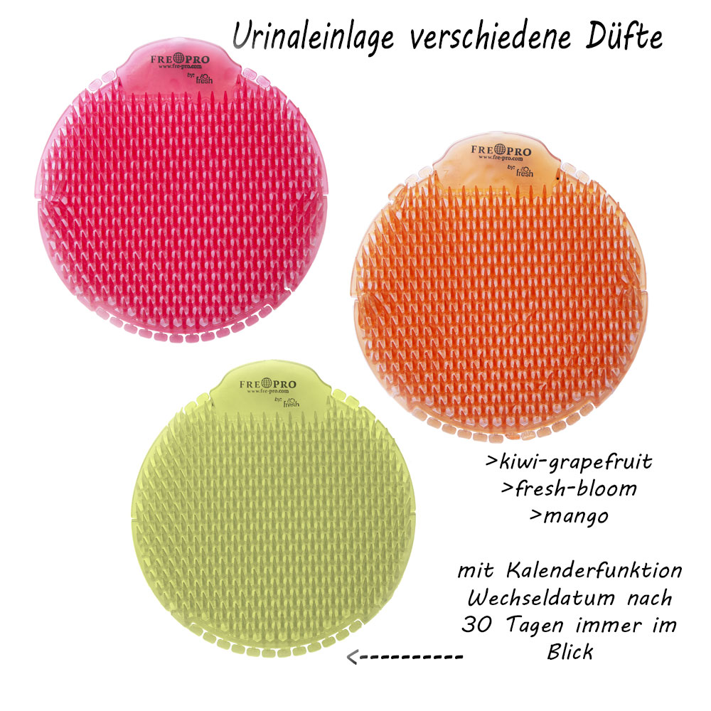 Urinalsiebe Urinaleinsätze von FRE PRO Slant verschieden Düfte mit Wechselerinnerung