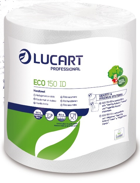 6 x Lucart Eco 150 ID Handtuchrollen – 150m, 2-lagig, Recycling für Identity & Hygenius