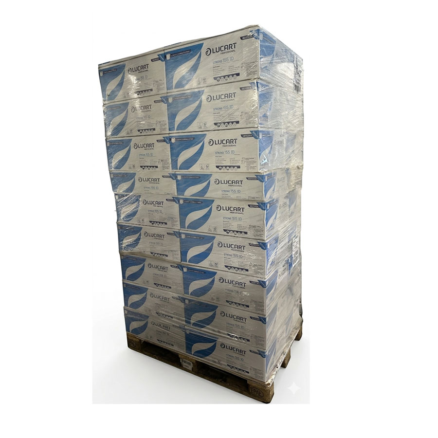 Palette Lucart Strong 155 ID – 192 Rollen (32 VE) | Premium Zellstoff für Identity-Systeme