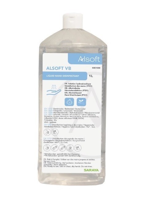 1 Liter, Saraya Alsoft VB, alkoholische Händedesinfektion