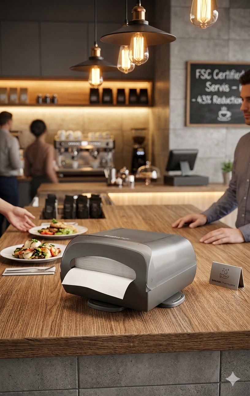 Lucart L-ONE TableTurn – Der 360° drehbare Serviettenspender in Schwarz