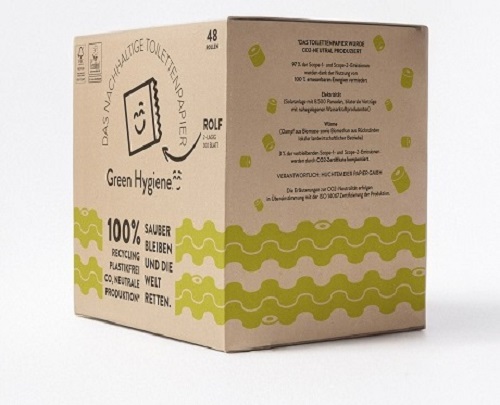 Green-Hygiene "Rolf", 48 Rollen Öko-Toilettenpapier – 100% Plastikfrei, 2-lagig, 300 Blatt