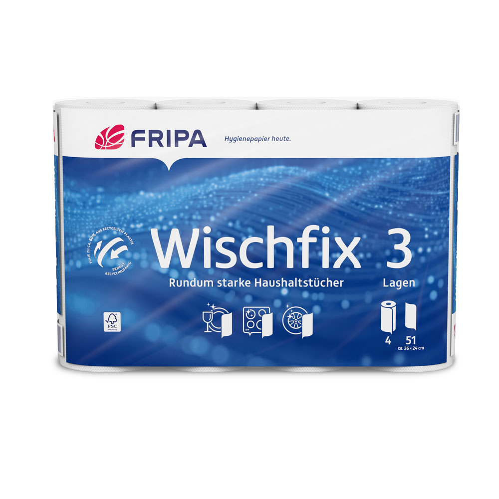 Palette: 21 VE Fripa Wischfix Küchenrollen (672 Rollen) – 3-lagig
