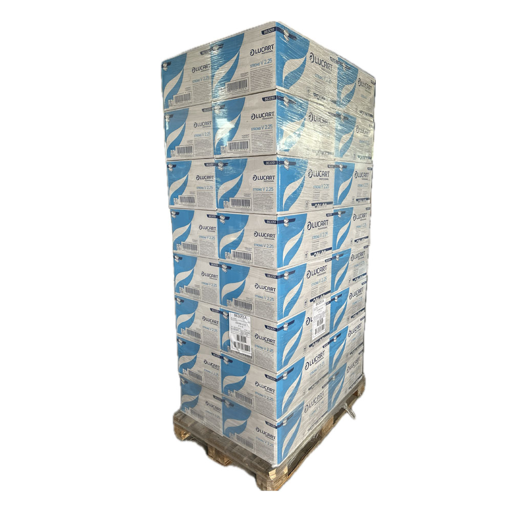 Palette Papierhandtuch V-Falz Zellstoff 25x10,5 cm gefaltet 2-lagig 863051