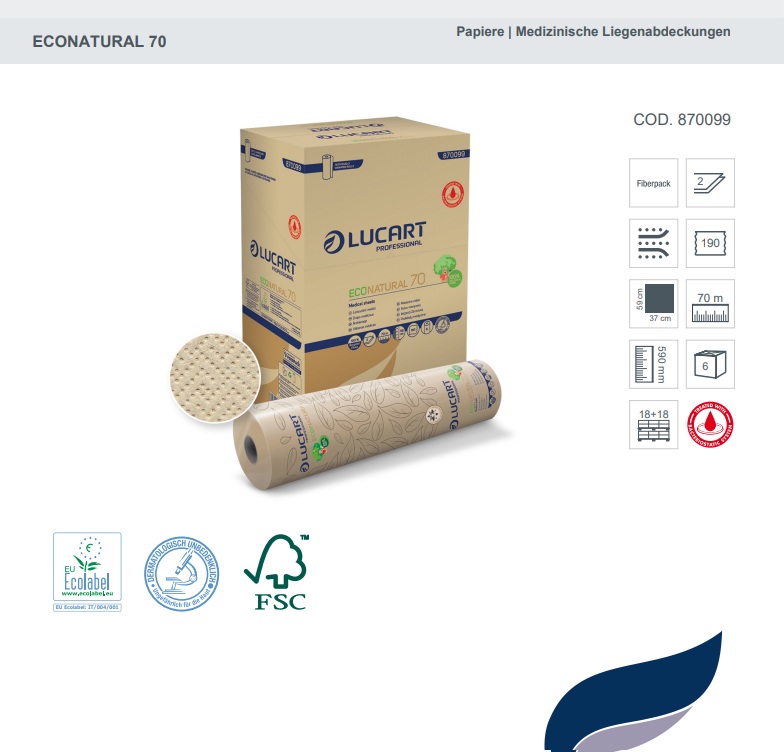 Lucart EcoNatural 70 Liegenabdeckung, recycling, 59 cm breit (70m)
