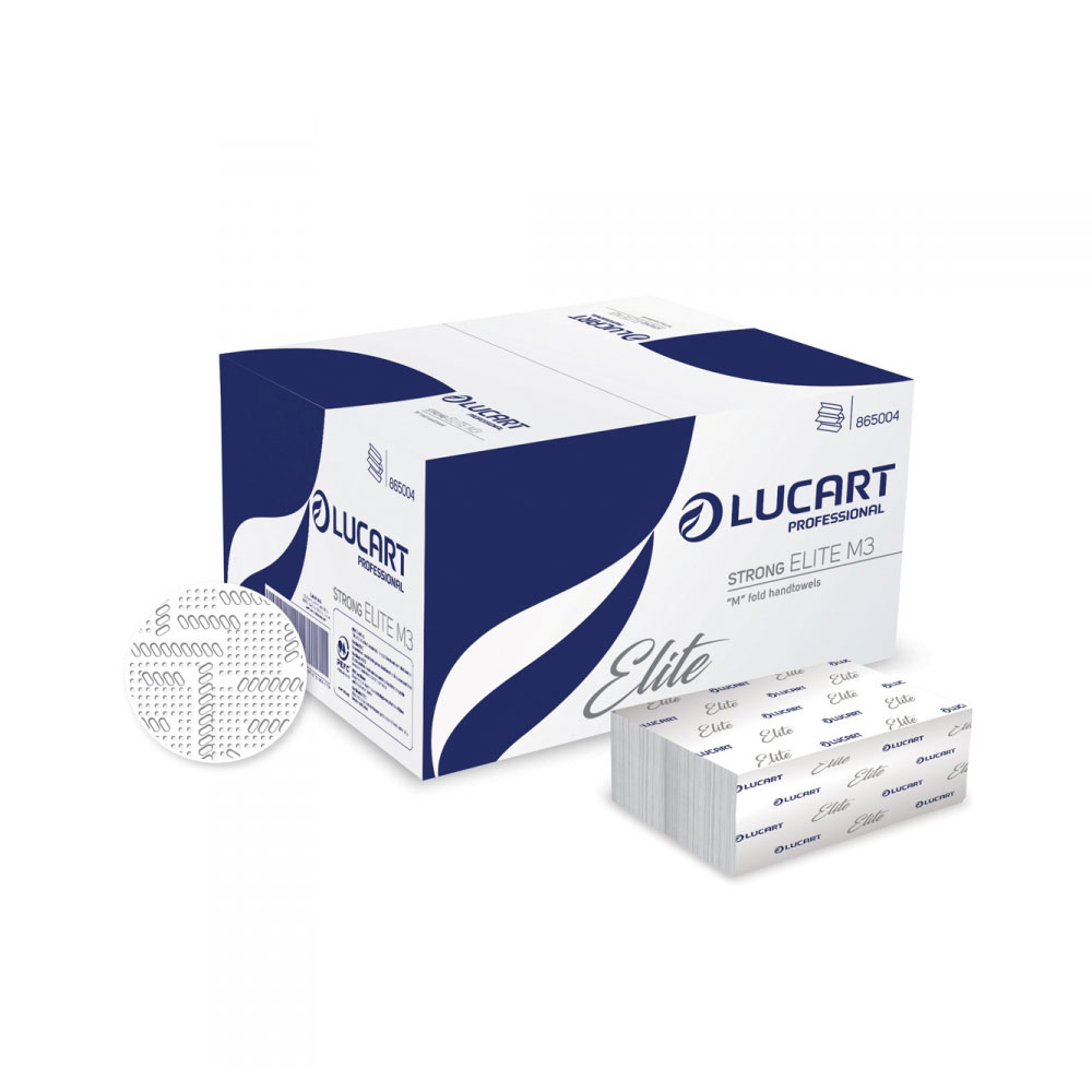 Lucart Professional Strong Elite M3, Falthandtuch 3-lagie, M-Falz, 8 cm Tiefe