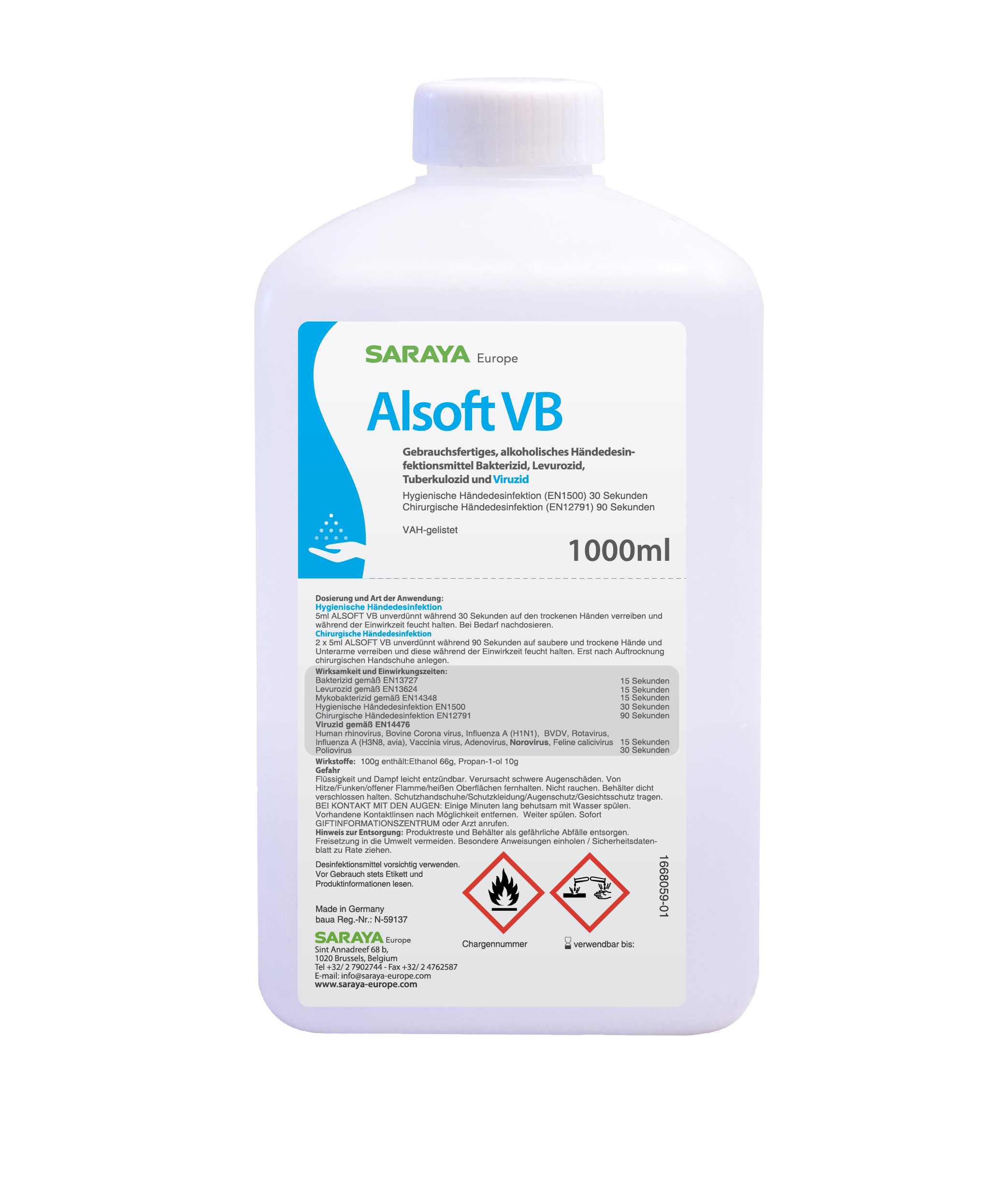 Saraya Alsoft VB, Hände Desinfektion alkoholische Hautdesinfektion 1000 ml