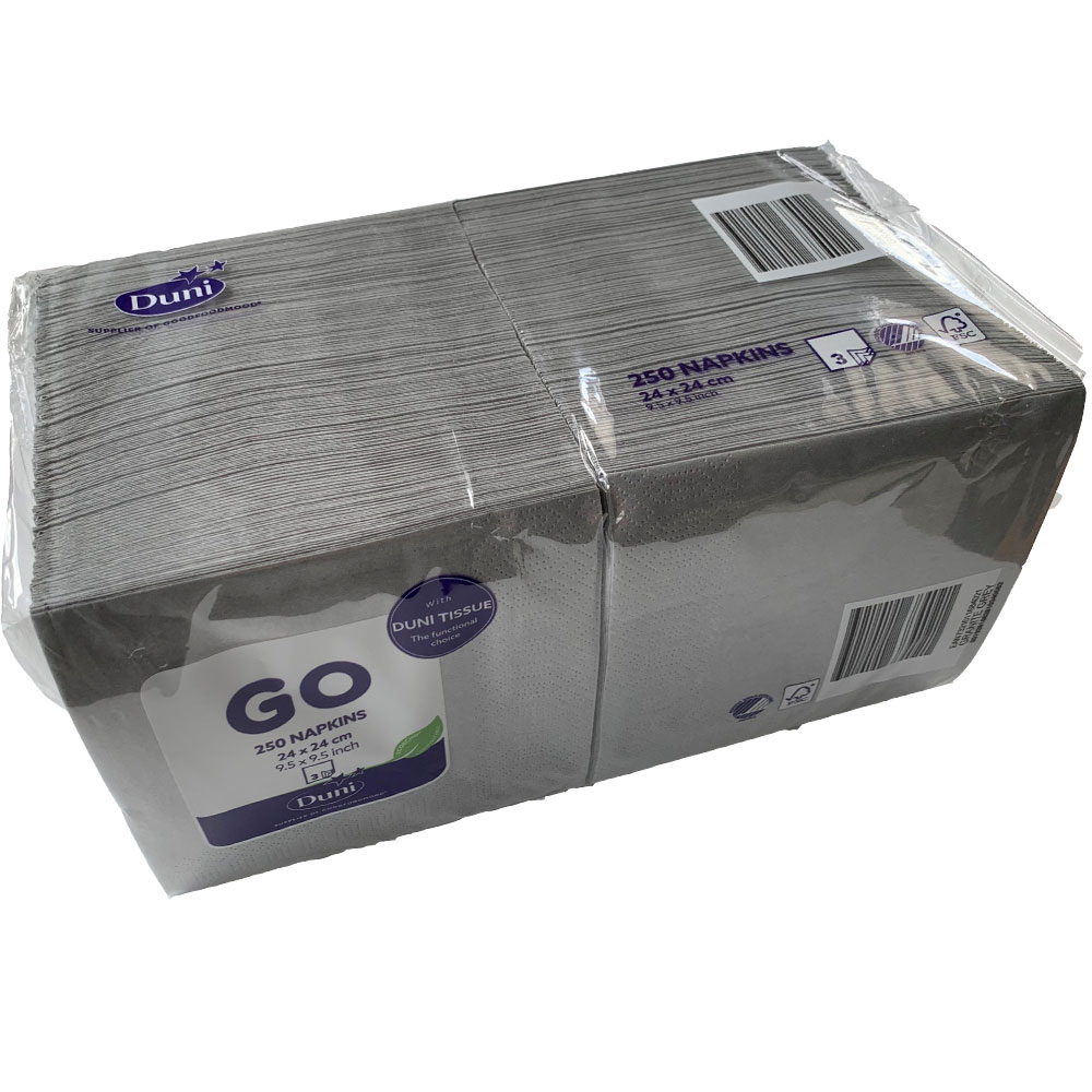 250 Duni Serivetten klein 24x24cm auf 12x12cm gefaltet 3-lagig grau hellgrau