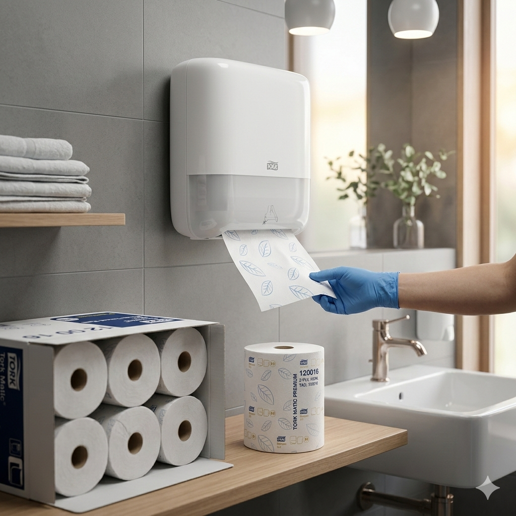 Palette: Tork Handtuchrolle H1,  28 Kartons a 6 Rollen, Rollenhandtuch 2-lagig