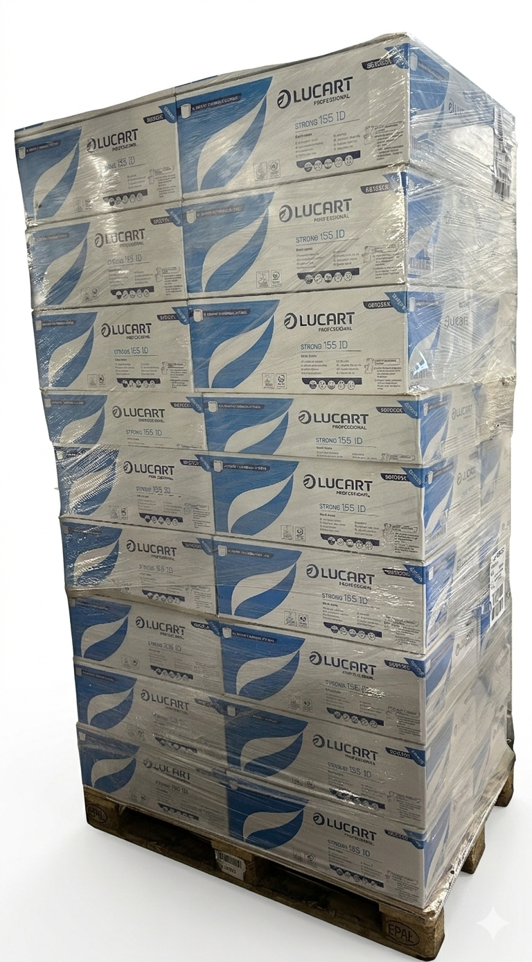 Palette Lucart Strong 155 ID – 192 Rollen (32 VE) | Premium Zellstoff für Identity-Systeme