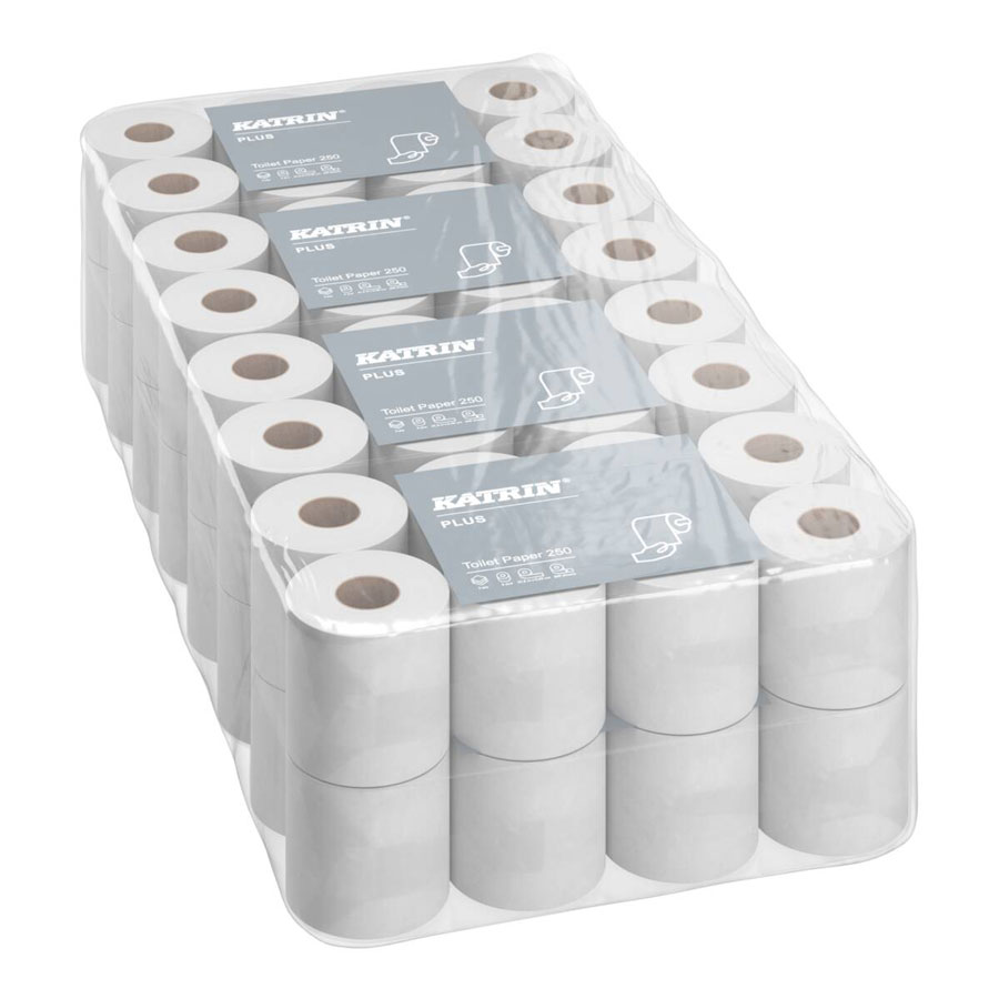 Palette: Katrin Plus Toilettenpapier – 3-lagig, hochweiß, 250 Blatt, 2112 Rollen