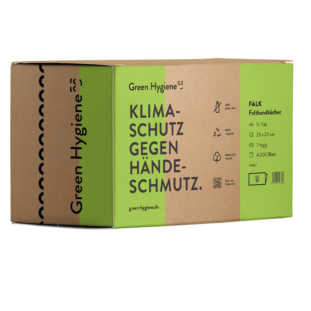 Green Hygiene Falthandtuch Falk 1-lagig V-Falz 5000 Tücher im KArton