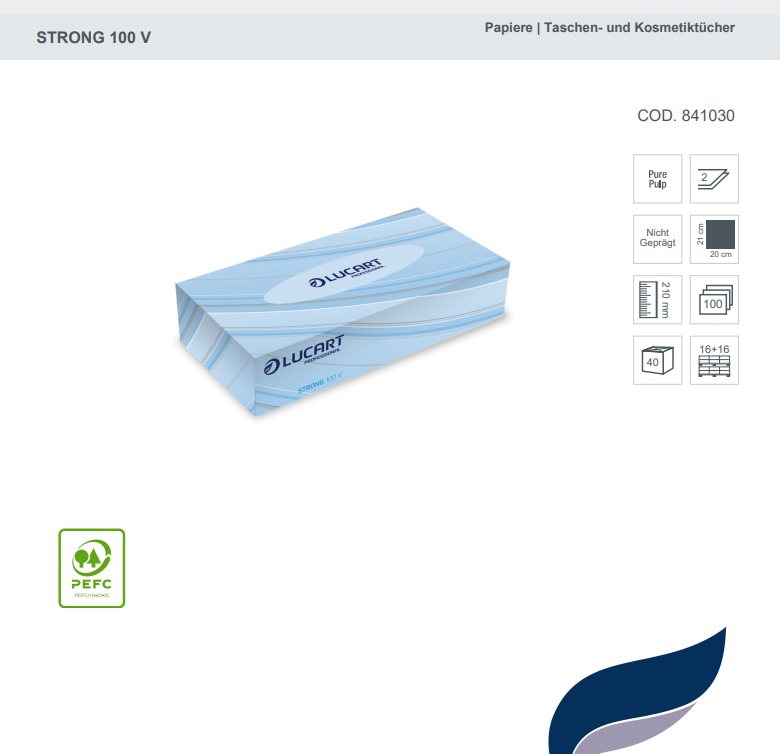 Lucart Kosmetiktücher Strong 100V – 2-lagig, hochweiß (4.000 Tücher)