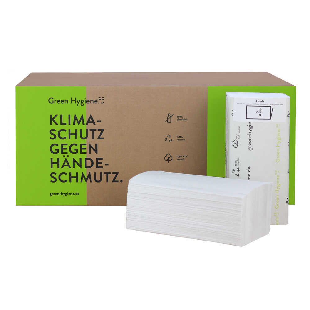 4000 Blatt Falthandtücher, ohne Plastik, 100% Recycling