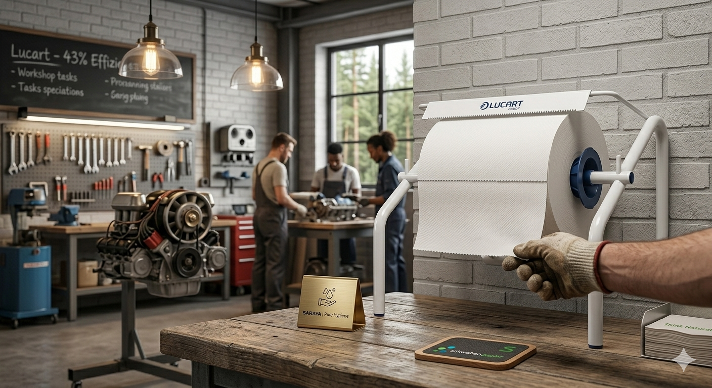 Lucart Metall-Kombi-Spender für Putzrollen – Wand- & Tischmontage (Weiß)