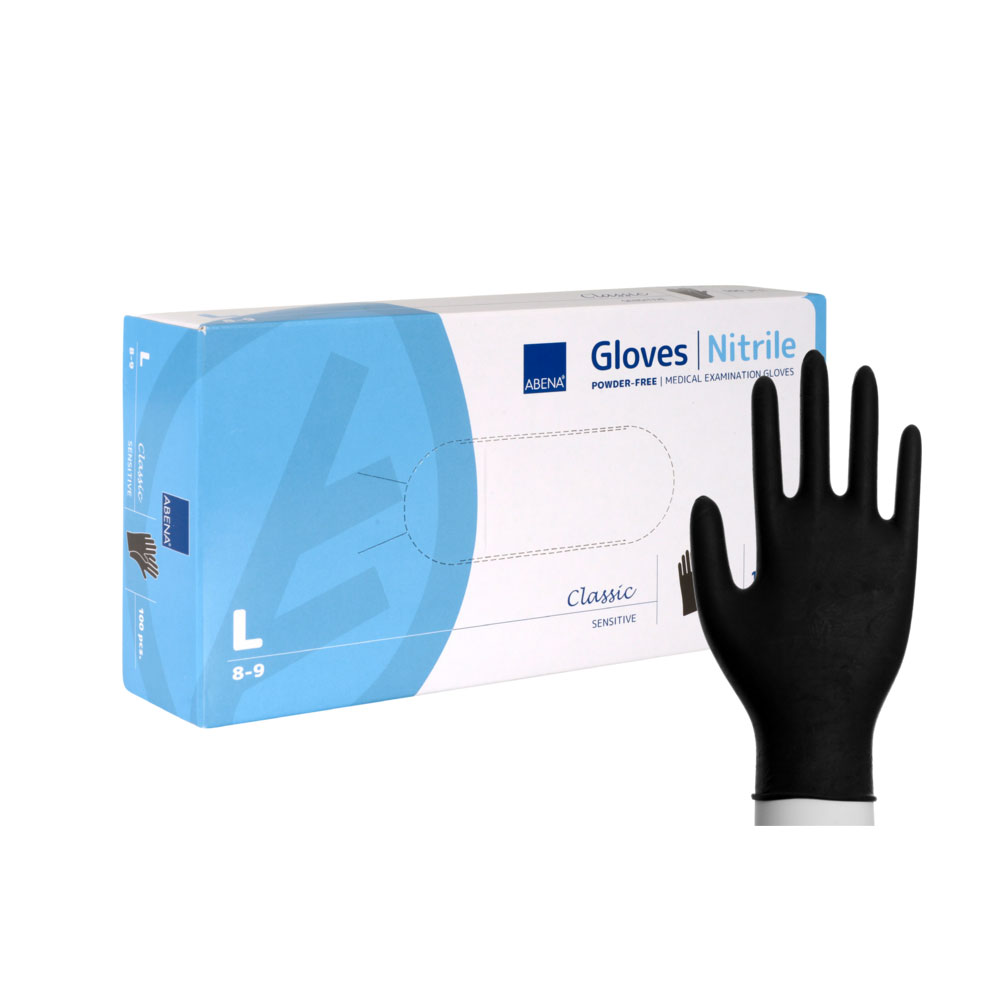 Nitrilhandschuhe Untersuchungshandschuhe schwarz Nitril puderfrei. L