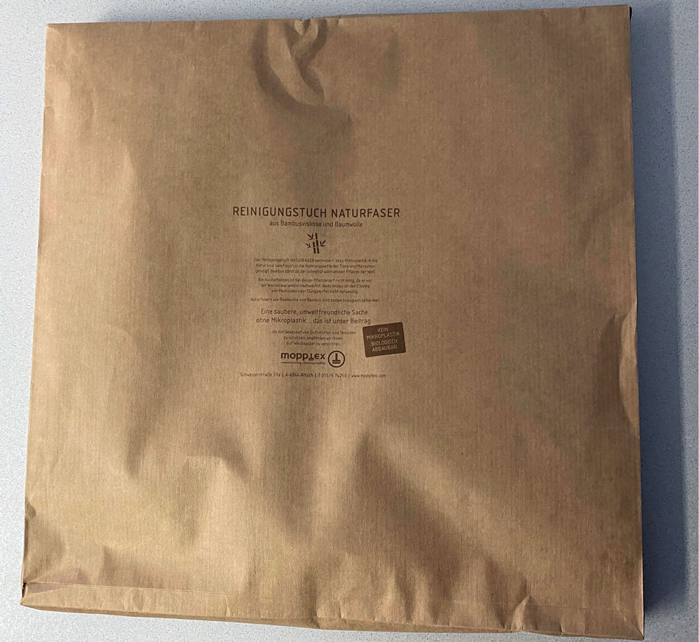 Reinigungstuch ohne Plastik, braun, Papierverpackung