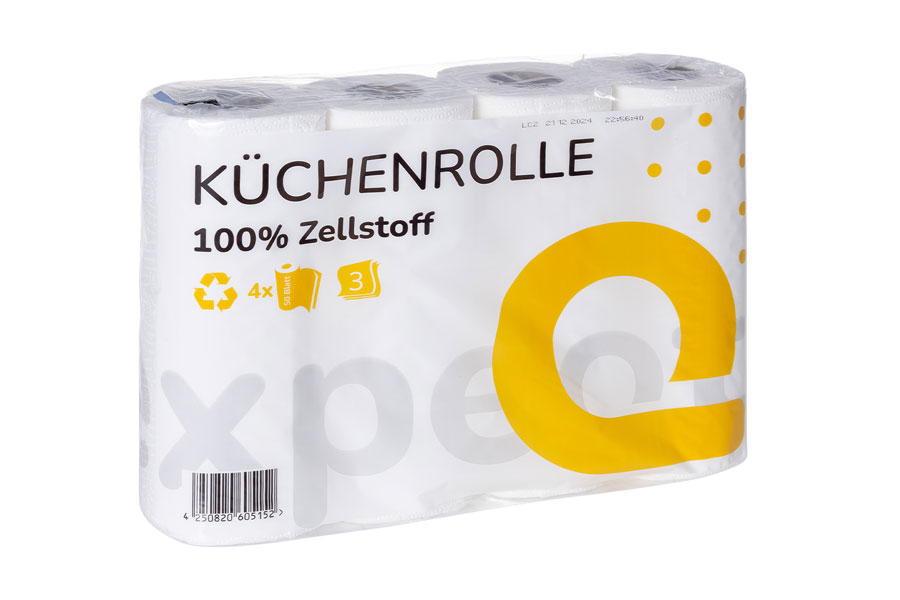 Küchenrolle 3-lagig 100% Zellstoff – Palette mit 24 Unterverpackungen (768 Rollen)