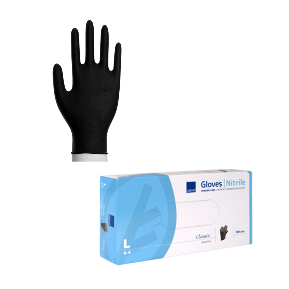 Einweg Handschuhe Untersuchungshandschuhe schwarz Nitril ohne Latex Gr. L