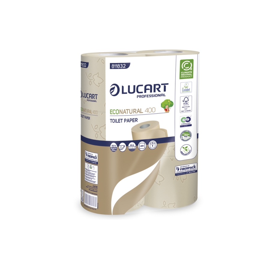 30 Rollen Toilettenpapier, Lucart Eco Natural 400, 2-lagig