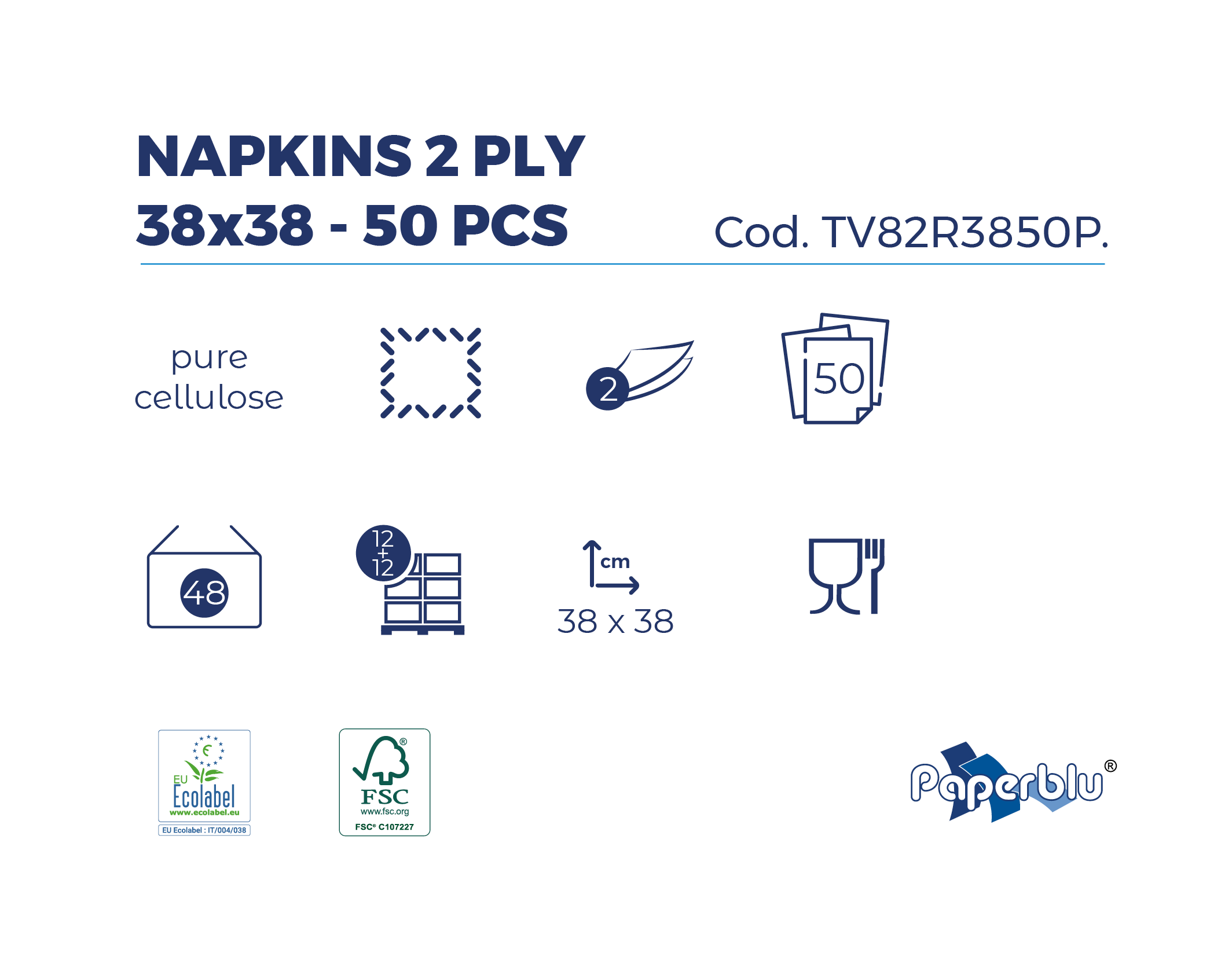 Premium Papierservietten Weiß – 38 x 38 cm, 2-lagig (2.400 Stück)