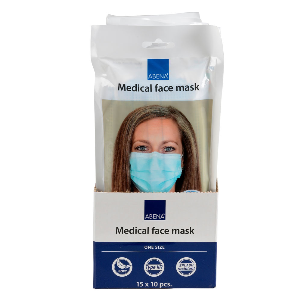 medical face mask 15x10 Stück ABENA Gesichtsmasken blau EN