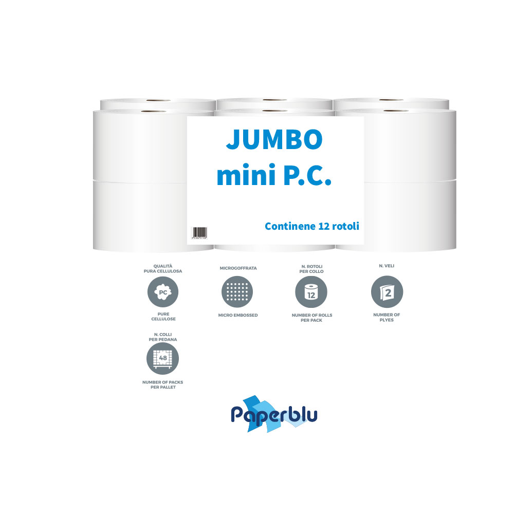 Mini Jumbo rollen Durchmesser 20 cm , 2 lagig, zellstoff fsc