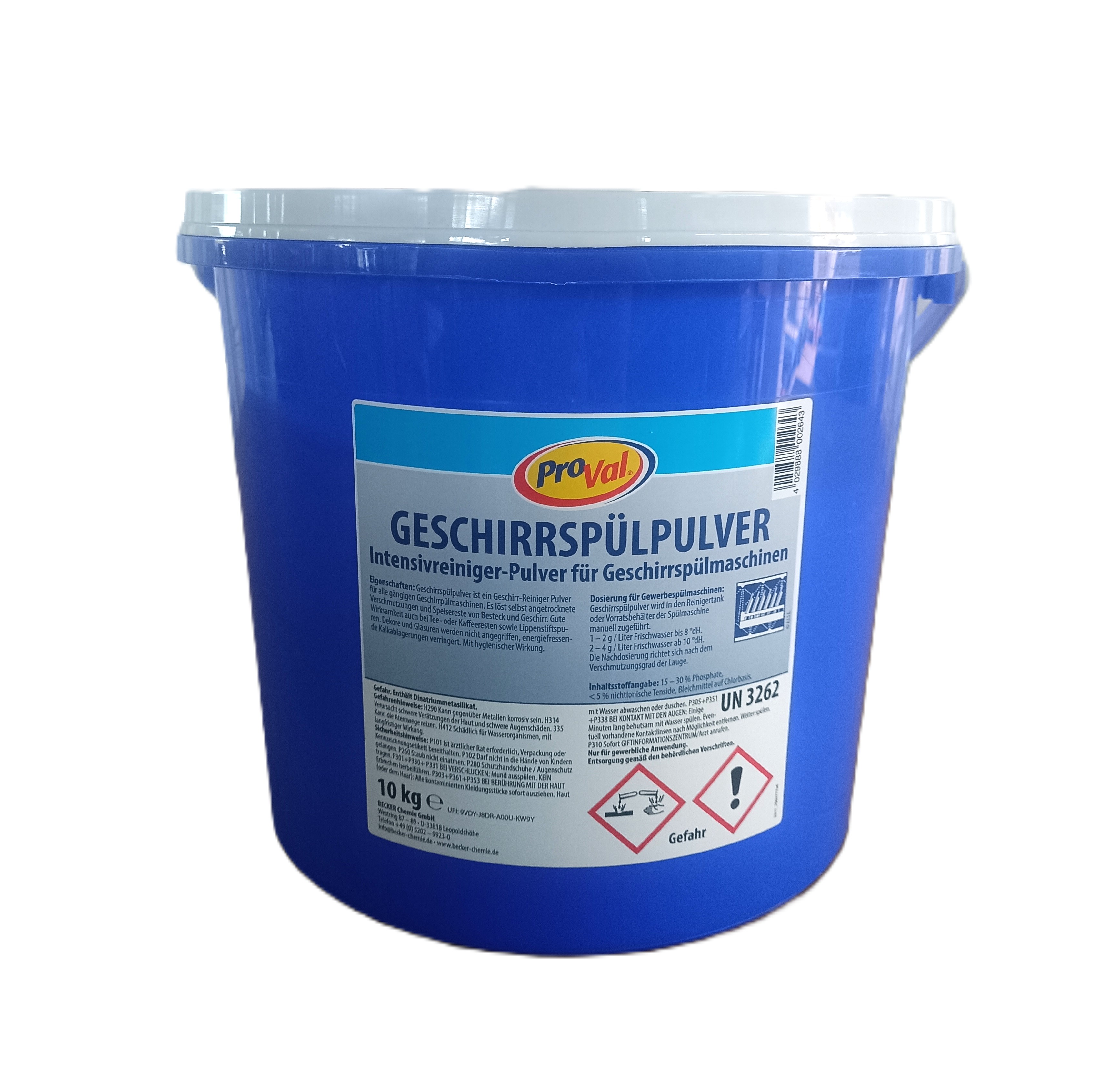 Profi-Geschirrspülpulver mit Chlor – 10 kg Eimer – Kraftvoller Reiniger für Gewerbespülmaschinen