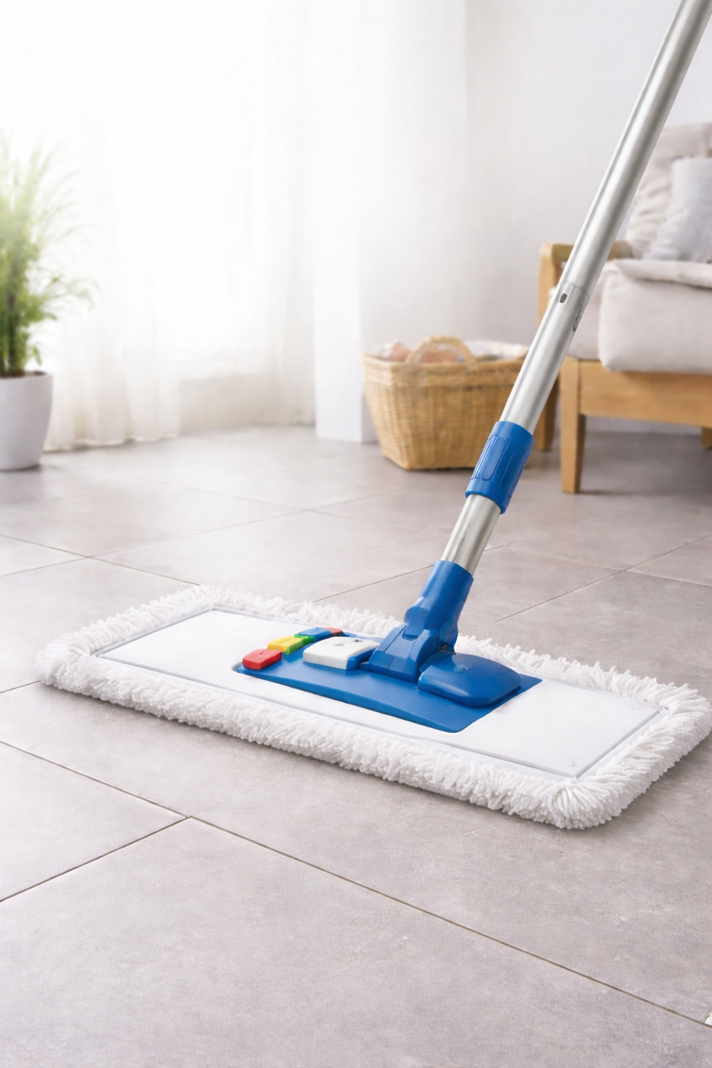 Mikrofasermopp 50 cm Weiß – Profi Wischmopp für Parkett, Fliesen & Stein | Waschbar bis 95°C