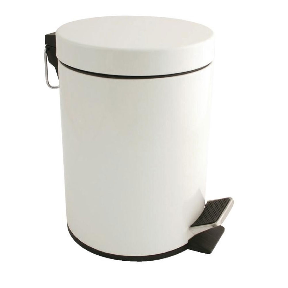Treteimer Edelstahl weiß 5 Liter kleiner Abfallbehälter für Toiletten