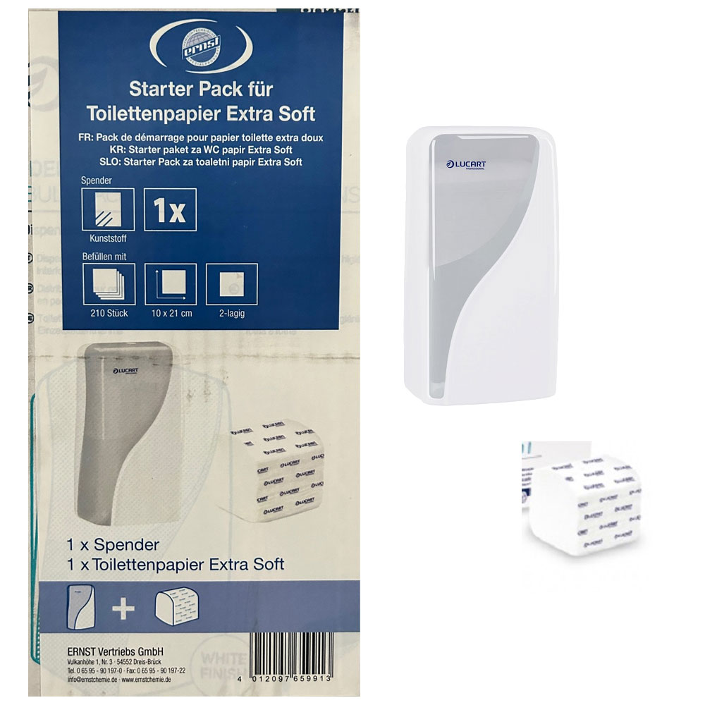 Starter-Pack Spender für Einzelblatt Klopapier mit 210 Blättern inklusive