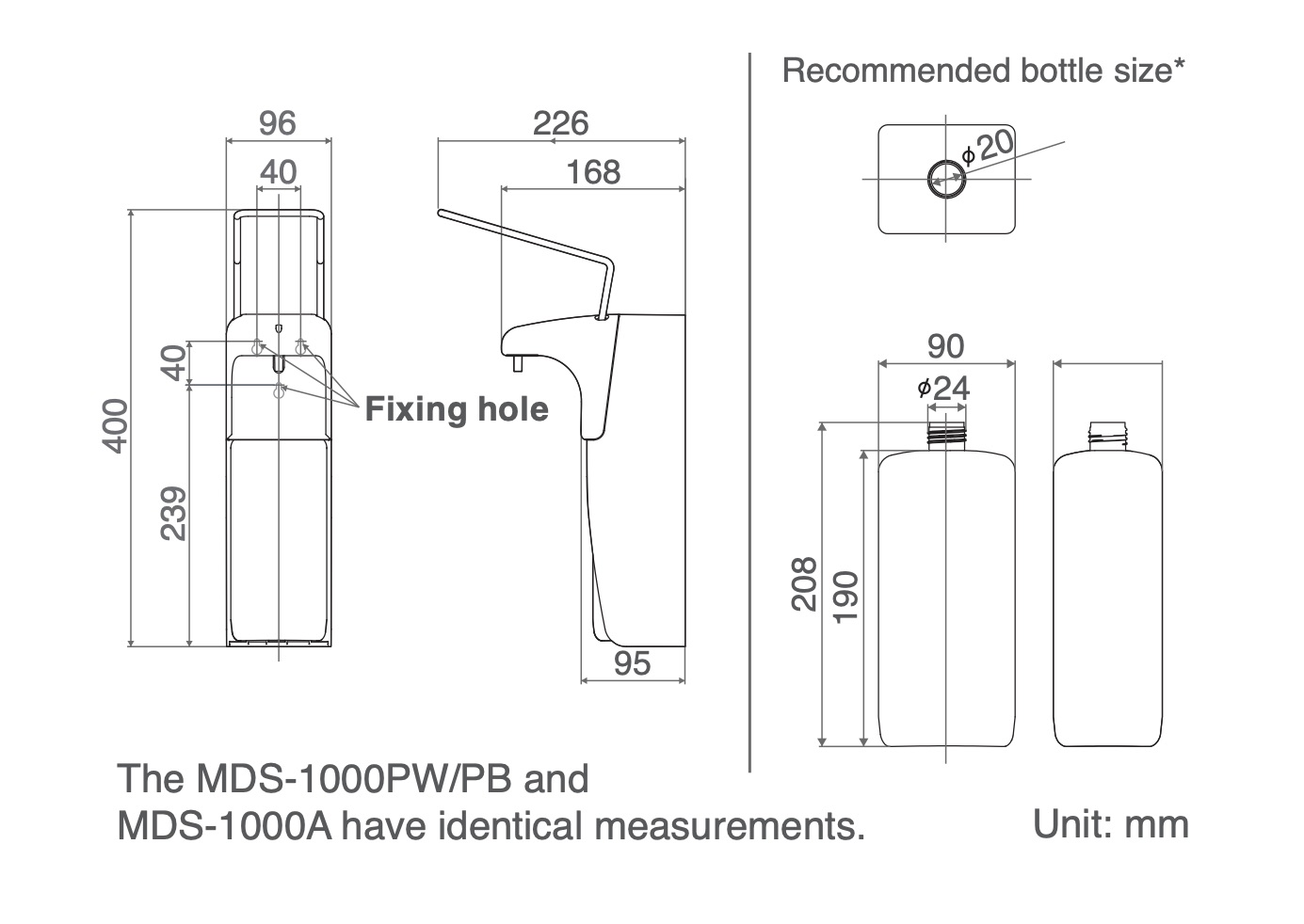 Armhebelspender, Desinfektionsspender, Kunststoff weiß
