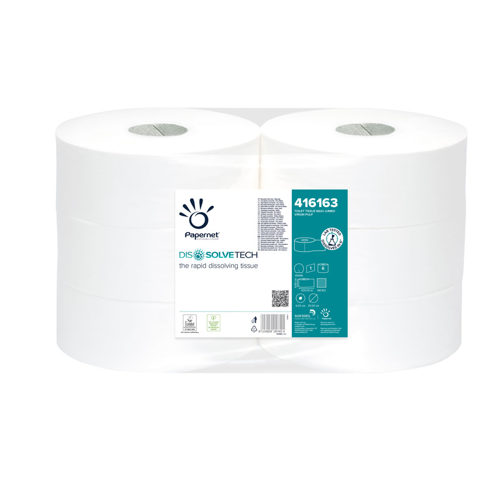 6 Rollen Jumbo Toilettenpapier hochweiß 300m 10cm x  ca Ø26cm 