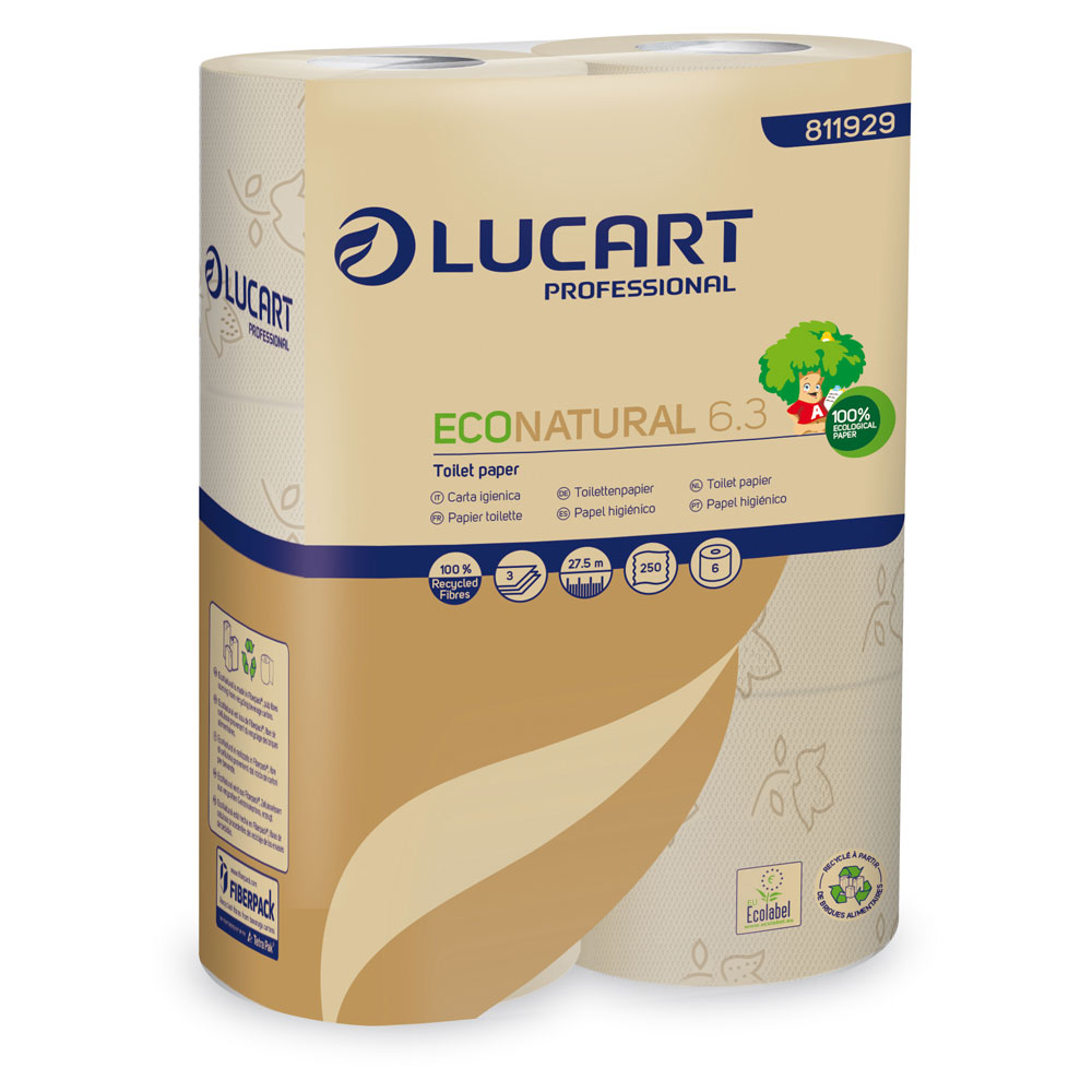 64 Rollen EU Ecolabel 2-lagig Lucart Toilettenpapier EcoNatural 250 Blatt 